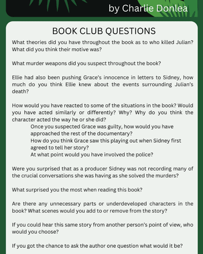 BOOK CLUB QUESTIONS FOR DONT BELIEVE IT BY CHARLIE DONLEA