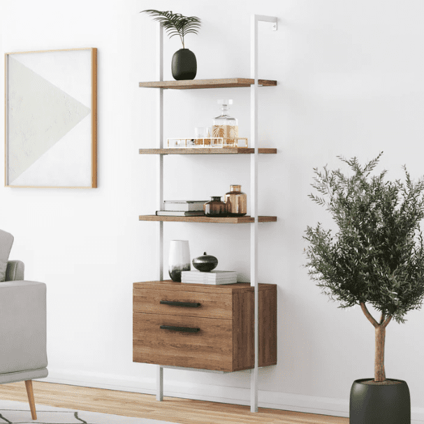 ladder bookshelves with drawers