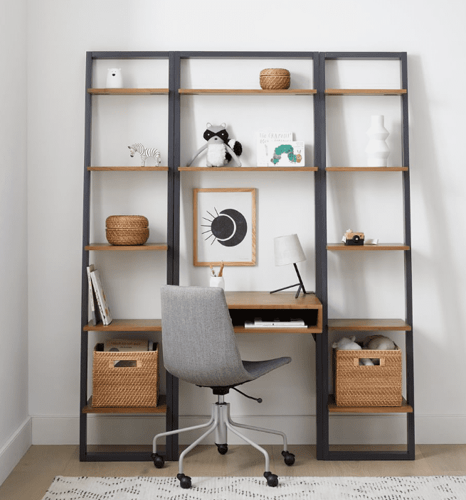 ladder leaning bookshelves