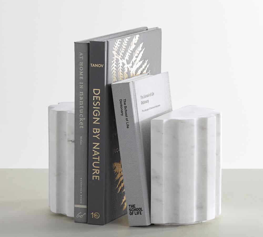 white marble book ends
